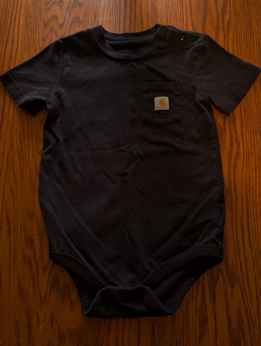 Carhartt Baby Boy 24M Black Pocket Short Sleeve Bodysuit Workwear Logo